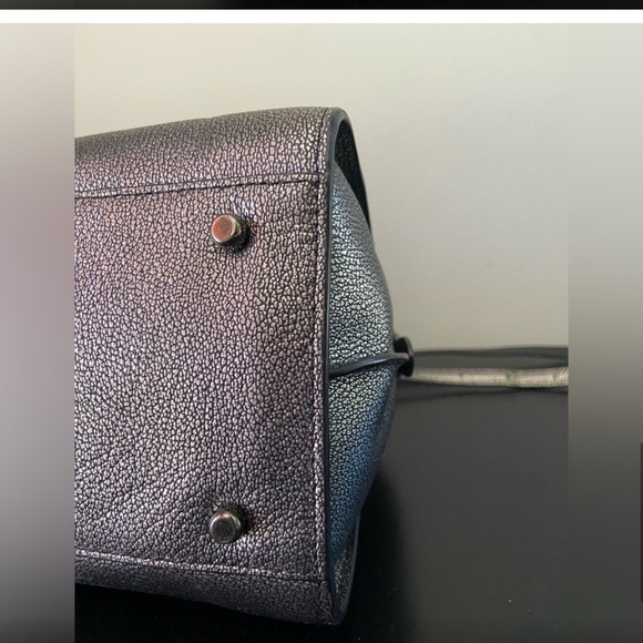 COACH Nolita Gunmetal Metallic Pebble Leather Satchel Shoulder Bag Excellent - Picture 5 of 13